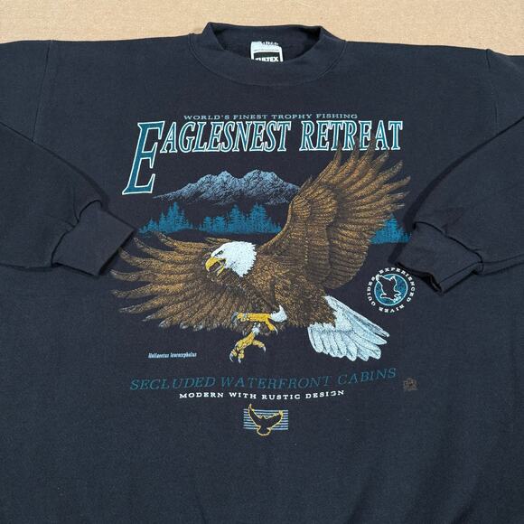 Vintage Eaglesnest Retreat Eagle Wildlife Graphic Sweatshirt Tultex XL USA - Picture 4 of 8